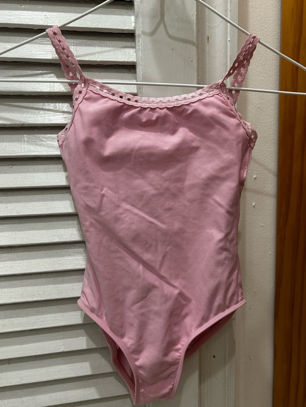 Girls Pink Lace-Trim Mesh Ballet Leotard WearMoi